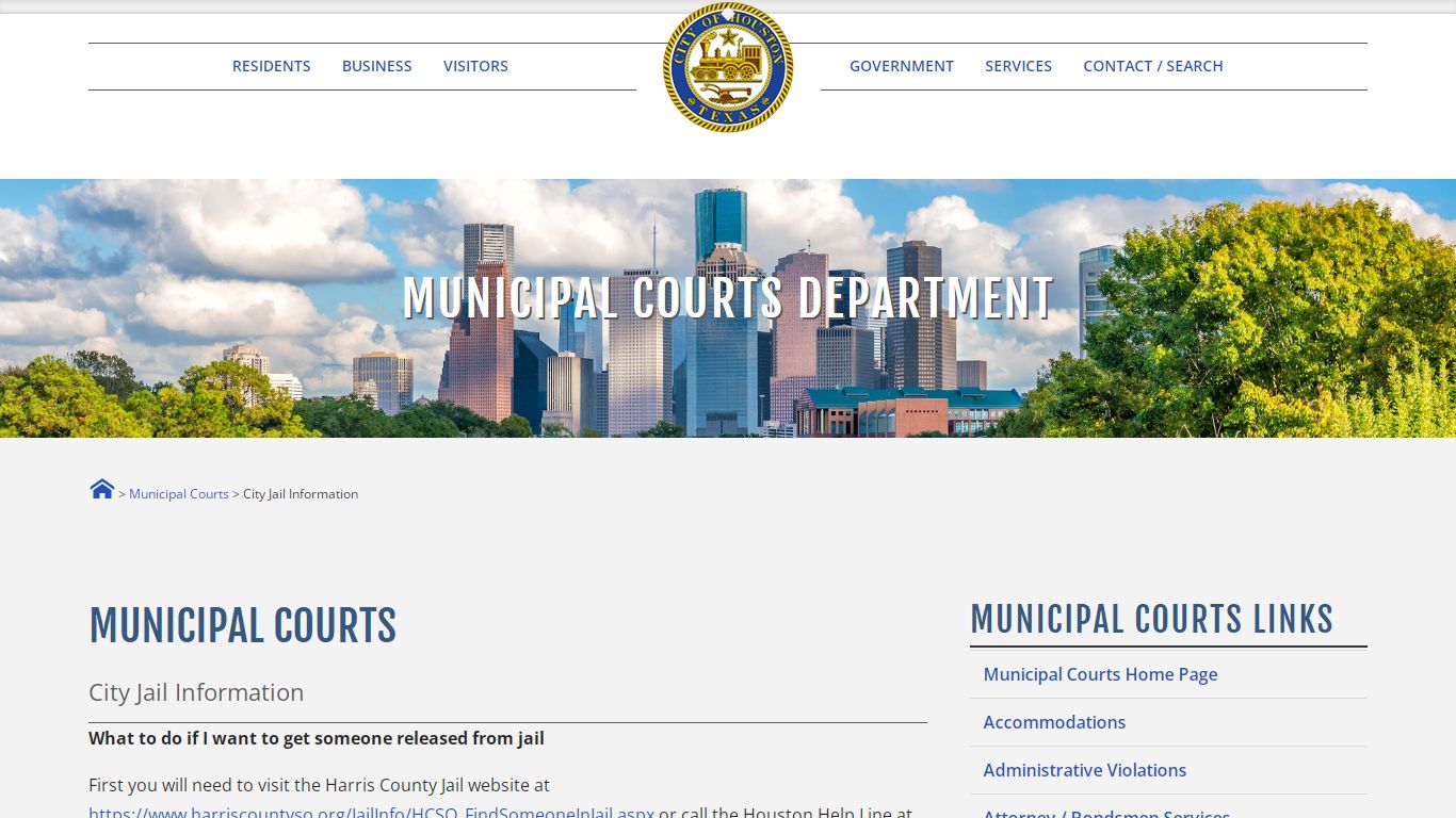 City Jail Information - Houston
